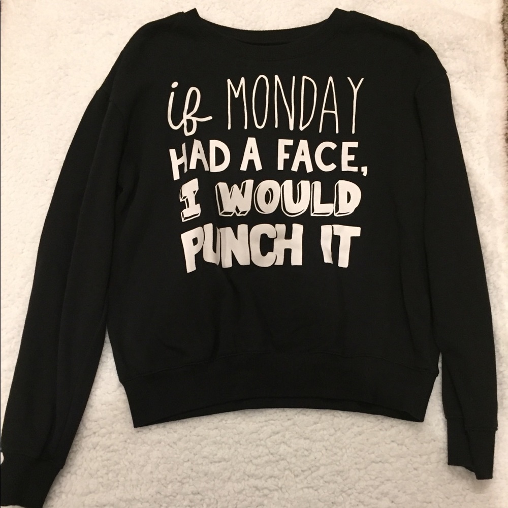 Black “Monday” Crewneck Sweatshirt